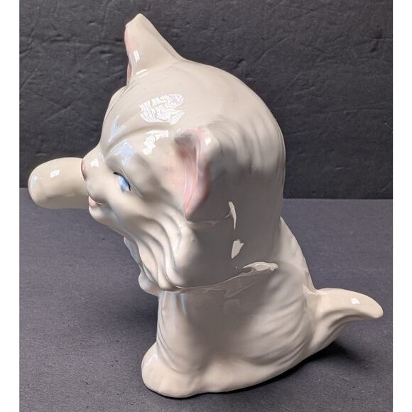 Vtg Chalkware White Kitten Cat Ceramic Hand Painted Pastel Table Decor 50s Cute - Picture 4 of 7